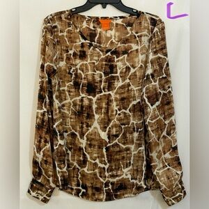 Joe Fresh Brown and Cream Blouse